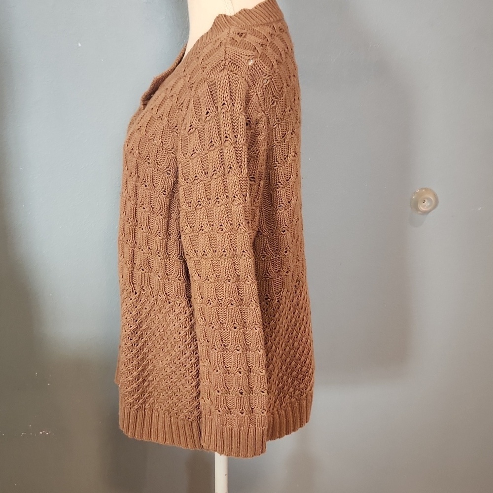 Croft & Borrow Cable Knit Chunky Cotton Blend One Button Cardigan Y2K Preppy - Picture 3 of 9
